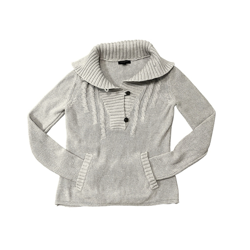 Vintage Banana Republic‎ Fishermans Cable Knit Shawl Collar Sweater Size Medium